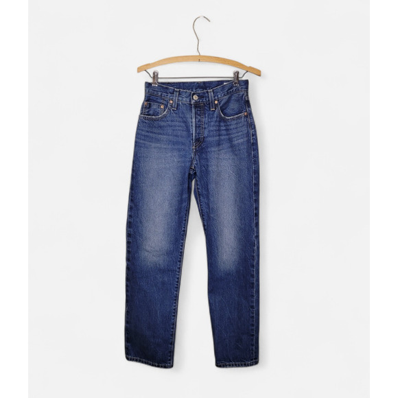 Levis Women 501 90s Selvedge Button Fly Straight Leg Blue Denim Jeans 24 X 30 - Picture 2 of 16